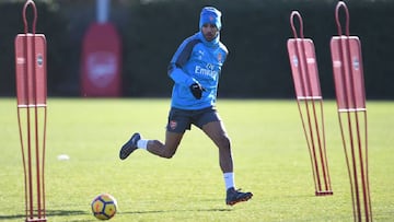 Aubameyang durante un entrenamiento con el Arsenal.