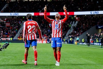 El jugador del Atltico de Madrid, Samu Lino, celebra el 1-0 al Mallorca. 