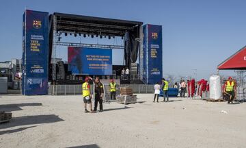 Ya están preparadas las Fan zones del Sevilla y Barça