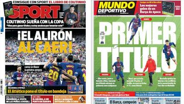 Portadas de los diarios Sport y Mundo Deportivo del d&iacute;a 20 de abril de 2018.