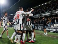 Los jugadores del Castellón celebran un gol en Castalia.