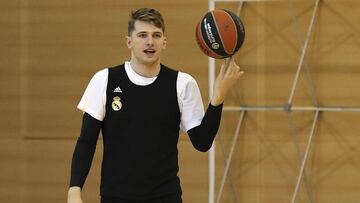 Luka Doncic, durante un entrenamiento con el Real Madrid.