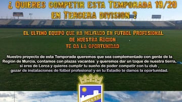 Un Lorca 'low cost': busca futbolistas que jueguen gratis