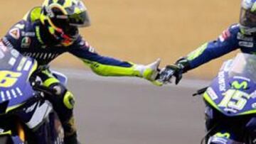 <B>GRAN DUELO. </B>Rossi y Gibernau brindaron un gran espectáculo en Le Mans.