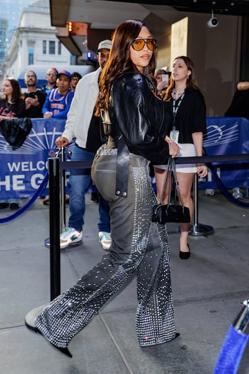 Jordyn Woods, modelo y cantante estadounidense, llegando al Madison Square Garden para presenciar el cuarto partido de la eliminatoria de Playoffs entre los Boston Celtics y los New York Knicks.