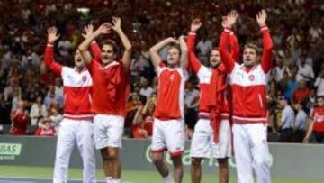 El equipo suizo celebra su pase a la final.