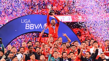 during the final second leg match between Tigres UANL and Toluca, as part of the Liga BBVA MX, Torneo Apertura 2025 at Nemesio Diez Stadium, on December 14, 2025 in Toluca, Estado de Mexico, Mexico.