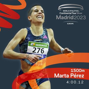 Marta Pérez, participante en el 1500 del World Athletics Continental Tour Silver Madrid en el Estadio Vallehermoso