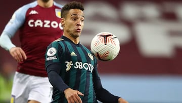 Leeds United&#039;s Brazilian-born Spanish striker Rodrigo controls the ball during the English Premier League football match between Aston Villa and Leeds United at Villa Park in Birmingham, central England on October 23, 2020. (Photo by Michael Steele /