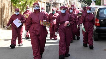 Medical staff wearing protective gear in Amritsar on April 12, 2020. 