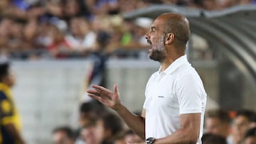 El entrenador del Manchester City, Pep Guardiola, durante un partido.