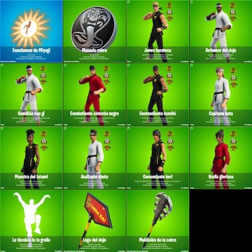 Todos los objetos de Cobra Kai en Fortnite