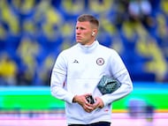 Mateusz Bogusz of Cruz Azul during the Semi-Final second leg match between America and Cruz Azul as part of the Liga BBVA MX, Torneo Clausura 2025 at Ciudad de los Deportes Stadium on May 18, 2025 in Mexico City, Mexico.