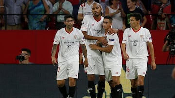 El Sevilla celebra el gol de Ben Yedder.