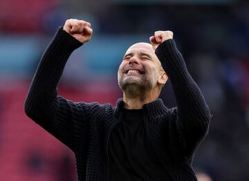 Manchester City manager Pep Guardiola celebrates