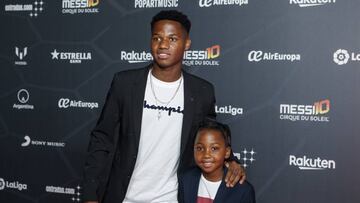 BARCELONA, SPAIN - OCTOBER 10: Ansu Fati poses on the red carpet during the premiere of 'Messi 10' by Cirque du Soleil on October 10, 2019 in Barcelona, Spain. (Photo by Xavi Torrent/WireImage)
