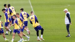 Ancelotti en un entrenamiento del Real Madrid.