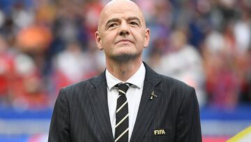 FILED - 07 July 2019, France, Decines-Charpieu: FIFA President Gianni Infantino attends the FIFA Women&#039;s World Cup final soccer match between USA and the Netherlands at the Parc Olympique Lyonnais. Infantino expects the men&#039;s 2022 FIFA World Cup