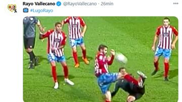 Captura del tuit del Rayo reclamando penalti.