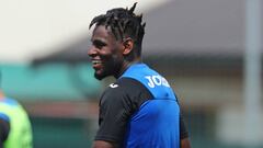 Duv&aacute;n Zapata durante un entrenamiento con Atalanta.