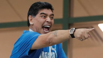 Soccer Football - World Cup - Group D - Argentina vs Croatia - Nizhny Novgorod Stadium, Nizhny Novgorod, Russia - June 21, 2018   Diego Maradona in the stands      REUTERS/Matthew Childs