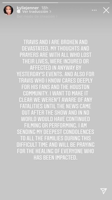 Kylie Jenner defiende a Travis Scott tras la tragedia del Festival Astroworld