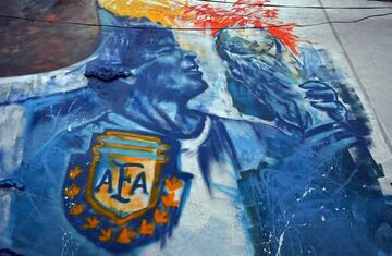 Mural de Diego Armando Maradona en La Paz, Bolivia.