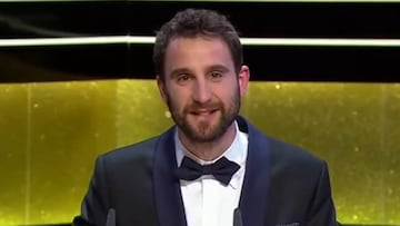 Dani Rovira recogiendo el Goya a mejor actor revelaci¨®n por 'Ocho apellidos vascos' en la gala de 2015.