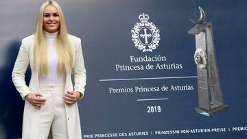 Lindsey Vonn posa en el Hotel Reconquista de Oviedo antes de recibir este viernes el Premio Princesa de Asturias de los Deportes.