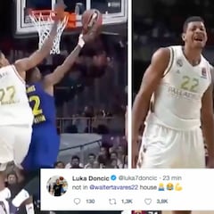 El tapón de Tavares que levantó la polémica y que provocó la reacción de Doncic en Twitter