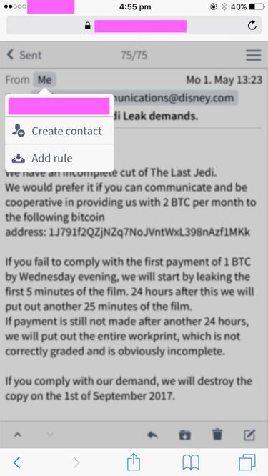 ¿Es Star Wars The Last Jedi el film Disney secuestrado por hackers o es un farol?