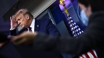 U.S. President Donald Trump speaks to the press in the Brady Briefing Room of the White House in Washington, DC.