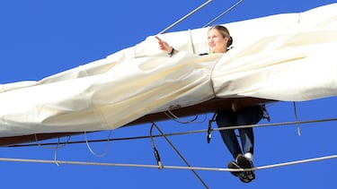 La Princesa Leonor, durante maniobras a bordo del buque escuela Juan Sebastián de Elcano, el 31 de enero de 2025.