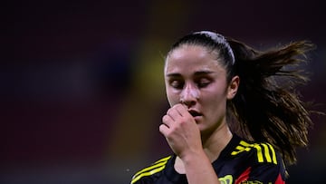 Bruna Vilamala of America during the 16th round match between Atlas and America as part of the Liga BBVA MX Femenil, Torneo Apertura 2025 at Jalisco Stadium, on October 15, 2025 in Guadalajara, Jalisco, Mexico.