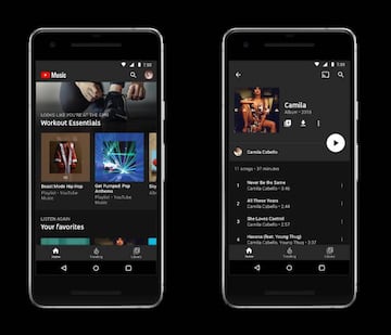 La interfaz de la app de YouTube Music