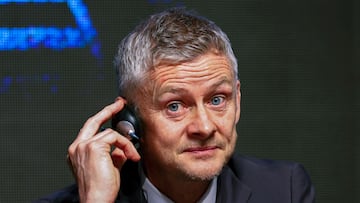 Besiktas' Norwegian newly appointed head coach Ole Gunnar Solskjaer listens to a question during his presentation at the Tupras Stadium in Istambul on January 19, 2025. Former Manchester United boss Ole Gunnar Solskjaer, who has been out of a club coaching job for more than three years, has been appointed coach of Besiktas, the Turkish side announced on January 18, 2025. The 51-year-old Norwegian, who was axed by United in November 2021, takes over from Dutch coach Giovanni van Bronckhorst who was sacked by Besiktas at the end of November. (Photo by KEMAL ASLAN / AFP)