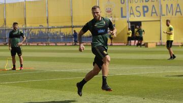 David Timor durante un entrenamiento con la UD Las Palmas.