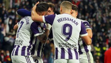 VALLADOLID, 12/02/2022. PHOTOGENIC. PARTIDO DE LIGA SMARTBANK ENTRE EL REAL VALLADOLID Y EL GIRONA. GOL DE SERGIO LEON