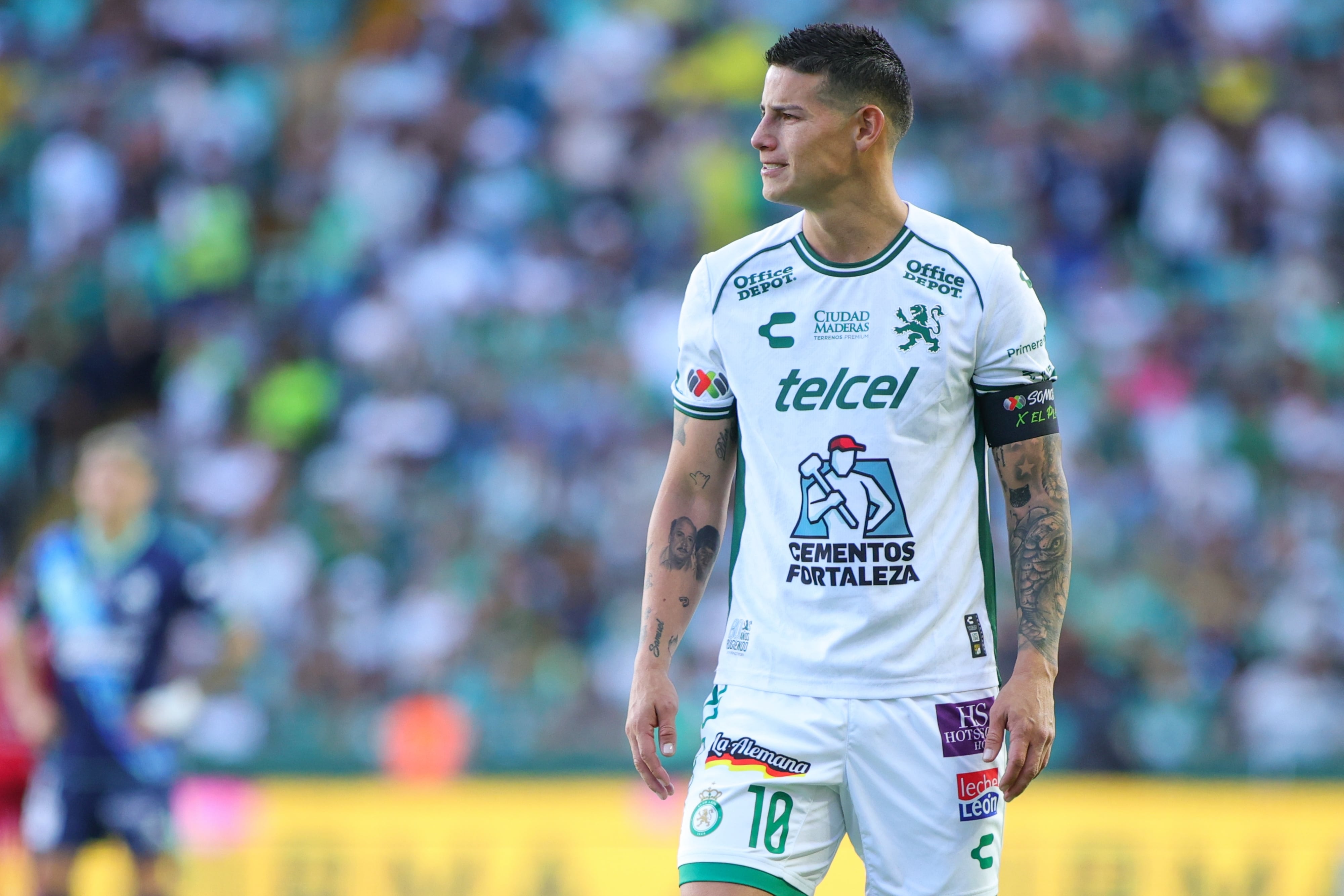 James Rodriguez of Leon during the 15th round match between Leon and Puebla as part of the Liga BBVA MX, Torneo Clausura 2025 at Nou Camp Stadium, on April 12, 2025 in Leon, Guanajuato, Mexico.