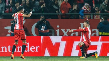 Stuani festeja el primer gol que le hizo al Leganés, en Primera y en 2017. 