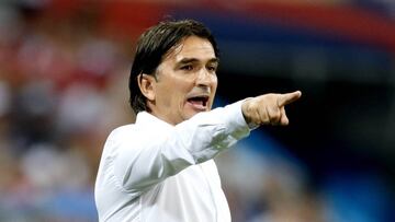 Sochi (Russian Federation), 07/07/2018.- Croatia's head coach Zlatko Dalic reacts during the FIFA World Cup 2018 quarter final soccer match between Russia and Croatia in Sochi, Russia, 07 July 2018.
(RESTRICTIONS APPLY: Editorial Use Only, not used in association with any commercial entity - Images must not be used in any form of alert service or push service of any kind including via mobile alert services, downloads to mobile devices or MMS messaging - Images must appear as still images and must not emulate match action video footage - No alteration is made to, and no text or image is superimposed over, any published image which: (a) intentionally obscures or removes a sponsor identification image; or (b) adds or overlays the commercial identification of any third party which is not officially associated with the FIFA World Cup) (Croacia, Mundial de Fútbol, Rusia) EFE/EPA/RONALD WITTEK EDITORIAL USE ONLY EDITORIAL USE ONLY