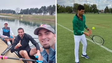Marin Cilic y Novak Djokovic, durante el parón del circuito ATP por el coronavirus.