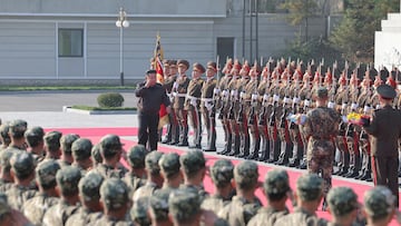 North Korean leader Kim Jong Un inspects the headquarters of the 2nd Corps of North Korean army, October 17, 2024, in this photo released by North Korea's official Korean Central News Agency. KCNA via REUTERS ATTENTION EDITORS - THIS IMAGE WAS PROVIDED BY A THIRD PARTY. REUTERS IS UNABLE TO INDEPENDENTLY VERIFY THIS IMAGE. NO THIRD PARTY SALES. SOUTH KOREA OUT. NO COMMERCIAL OR EDITORIAL SALES IN SOUTH KOREA.