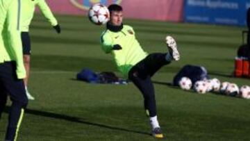 Messi, durante el entrenamiento de hoy.