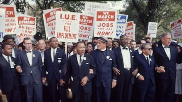 Vista de algunos de los l&iacute;deres de la Marcha sobre Washington por el Empleo y la Libertad, en Washington, D.C., el 28 de agosto de 1963.