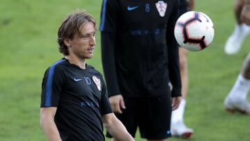 El jugador de la selecci&oacute;n nacional de f&uacute;tbol de Croacia Luka Modric.