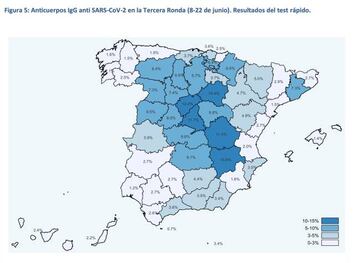 Tercera oleada del estudio de seroprevalencia. Tasa por provincias.