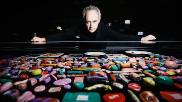 LONDON, ENGLAND - JULY 04: Cult Catalan chef Ferran Adria looks at plasticine models of his signature dishes, within the summer exhibition 'elBulli: Ferran Adria and The Art of Food', in partnership with Estrella Damm at Somerset House on July 4, 2013 in London, England. The exhibition celebrates the global icon of gastronomy and the restaurant he built to become the world's best, elBulli. It opens on July 5th and runs until September 29th 2013. (Photo by Matthew Lloyd/Getty Images for Somerset House)