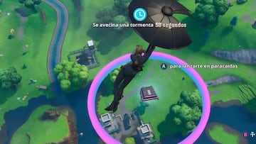 Fortnite Battle Royale: cómo conseguir el Fortbyte #04 descendiendo en picado a través de los anillos situados sobre Balsa Botín con la estela Senda de plasma equipada