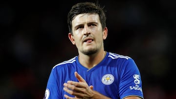 Harry Maguire, central del Leicester City, durante un partido contra el Manchester United. 